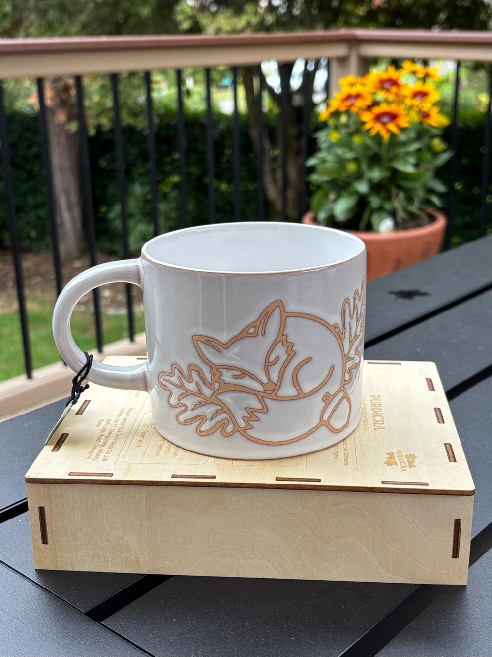 White Ceramic Fox Accent Mug